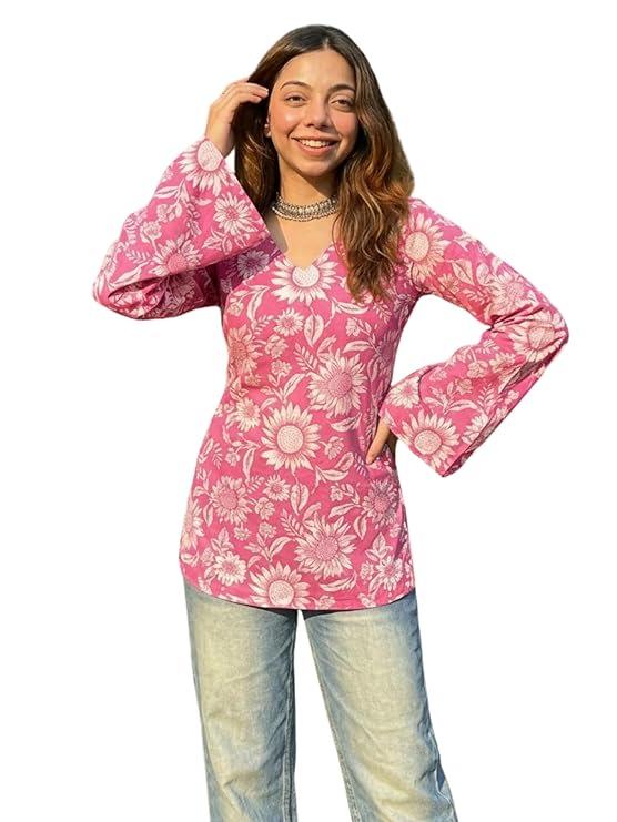Women’s All Over Printed Rayon Short Kurti | Comfortable and Lightweight Ethnic Tunic Top for Casual and Party Use