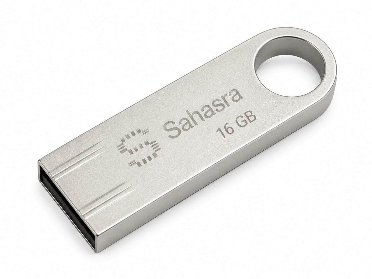 SAHASRA USB 2.0 Flash Drive | 16GB, 32GB & 64GB Pendrive | Metal Body | High-Speed Data Storage | Plug & Play | 5-Year Warranty - Image 1