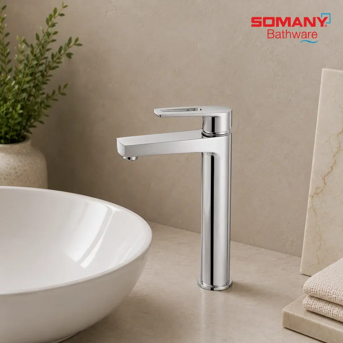 SOMANY JUPITER Single Lever High Basin Mixer for Bathroom | Made of Virgin Brass | Tall Body for Better Reach - Image 1