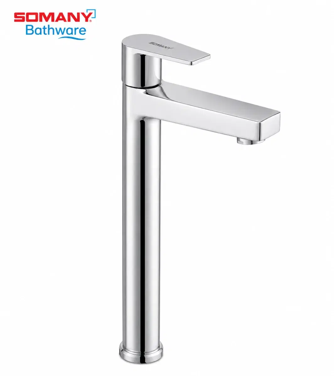 SOMANY JUPITER High Pillar Cock | Extended Height Faucet for Countertop Basins | Durable Brass Body, Chrome Finish & Oxi Stream Technology - Image 1