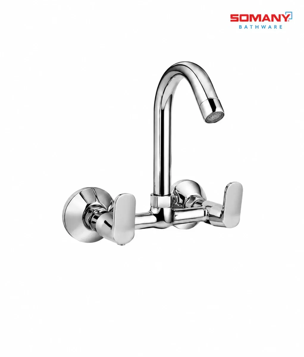 SOMANY DYNA Kitchen Sink Mixer Wall Mounted with Swivel Spout | Wall Mounted | Made of Brass | Mirror-Like Finish | 272201590041 | - Image 1