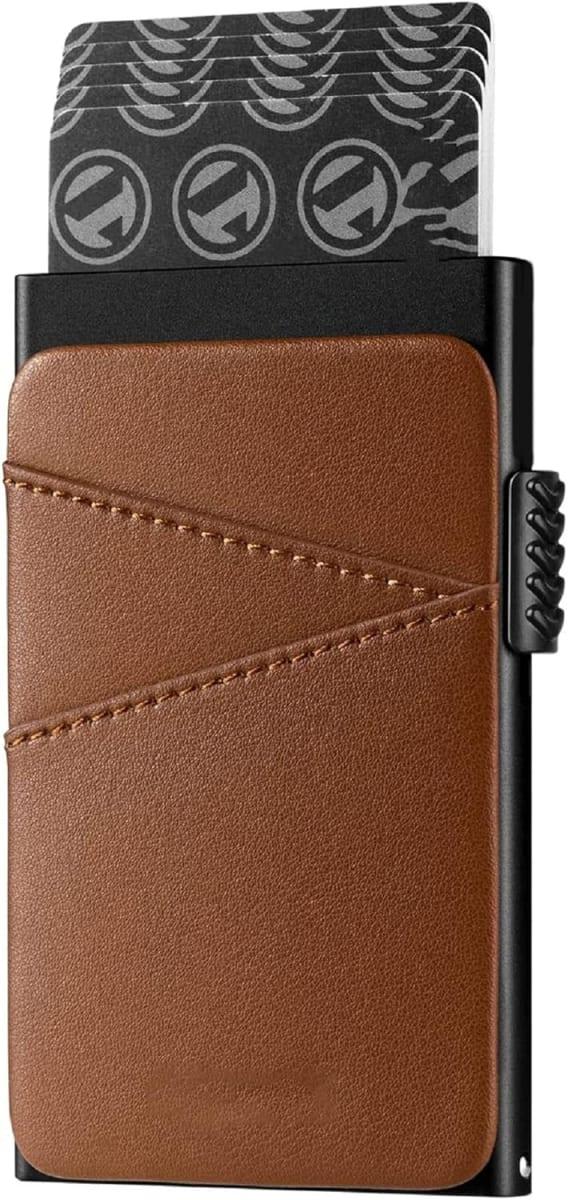 Fast-selling Unisex Pop up Wallet Credit Card Holder with Extra Leather Slots RFID Blocking Slim Metal Card Case | 9 Card Slots - Image 1
