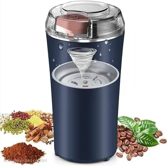 Electric Coffee Grinder Machine with Stainless Steel Blades, Portable Coffee Bean & Spice Grinder for Masala, Dry Herbs, Nuts & Kitchen Use with Push Button Control (Pack of 1) - Image 1