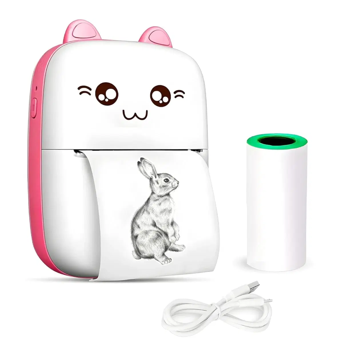 Mini Portable Pocket Printer with USB Cable- Inkless Instant Printing- Thermal Printer for Note/Photo Web Document Printing- Bluetooth Printer for Android or iOS - Image 1