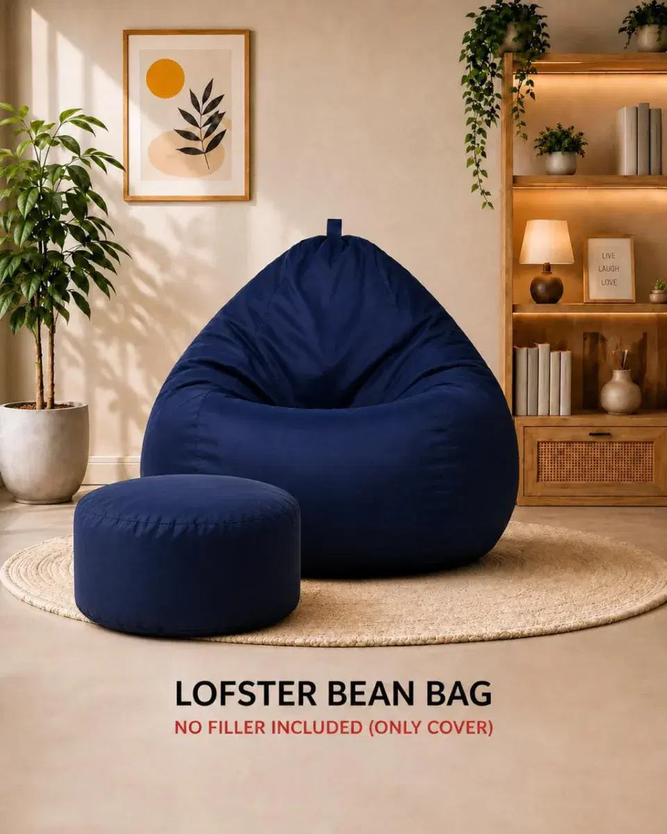 Lofster Faux Leather 4XL Bean Bag Cover Without Beans, Classic Bean Bags Cover with Handle & Zipper & With Footrest , Bean Bag Cover for Living Room & Bedroom - Image 1