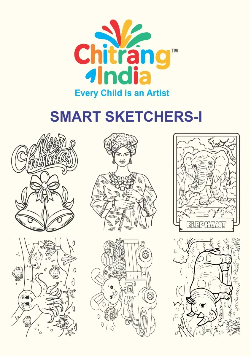 Chitrang India – Smart Sketchers 1 | Jumbo Colouring Sheets Kit (Set of 6) - Image 1