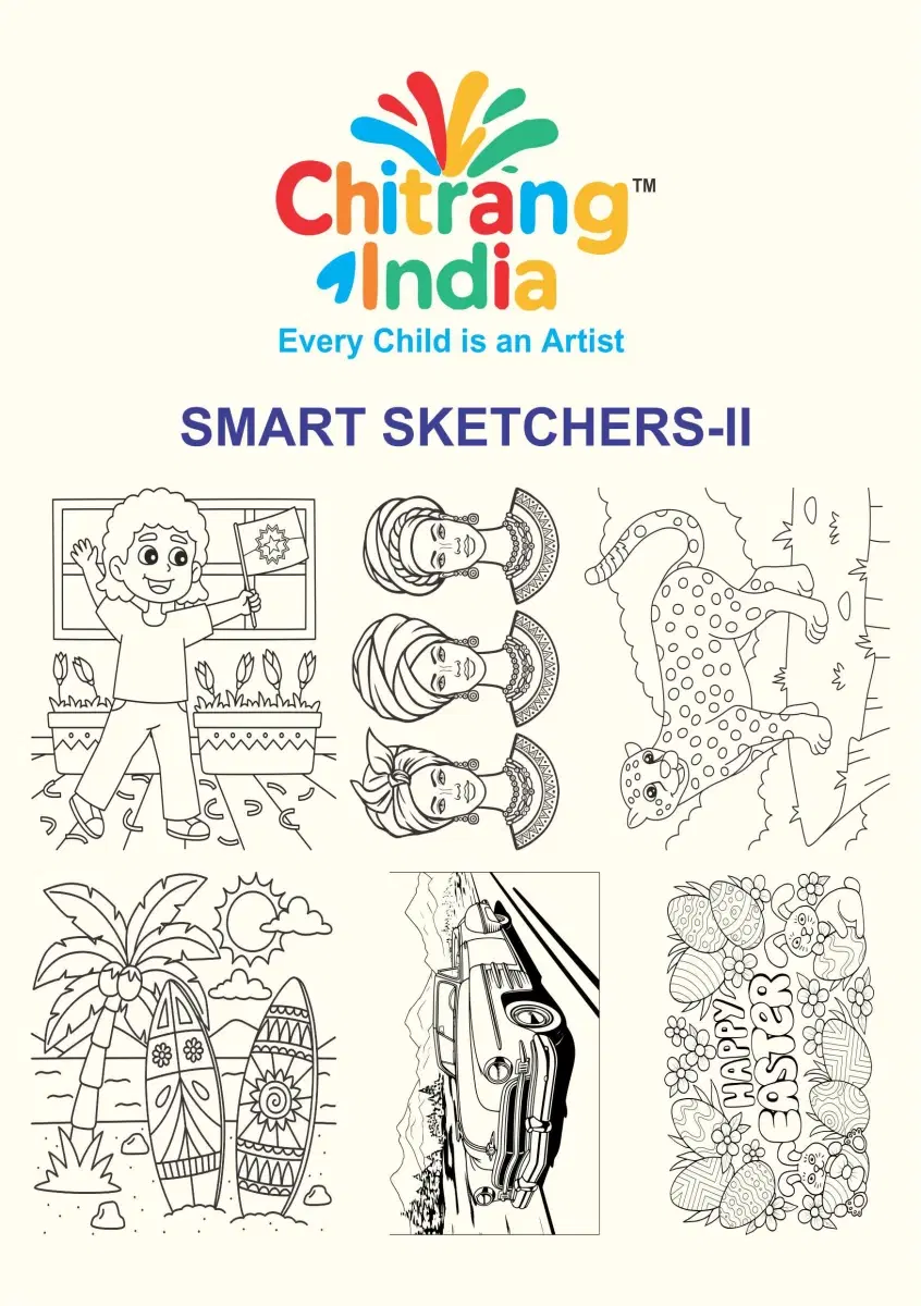 Chitrang India – Smart Sketchers 2 | Jumbo Colouring Sheets Kit (Set of 6) - Image 1