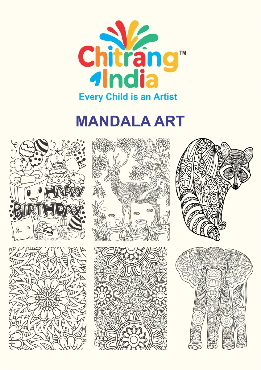 Chitrang India – Mandala Art | Jumbo Colouring Sheets Kit (Set of 6) - Image 1
