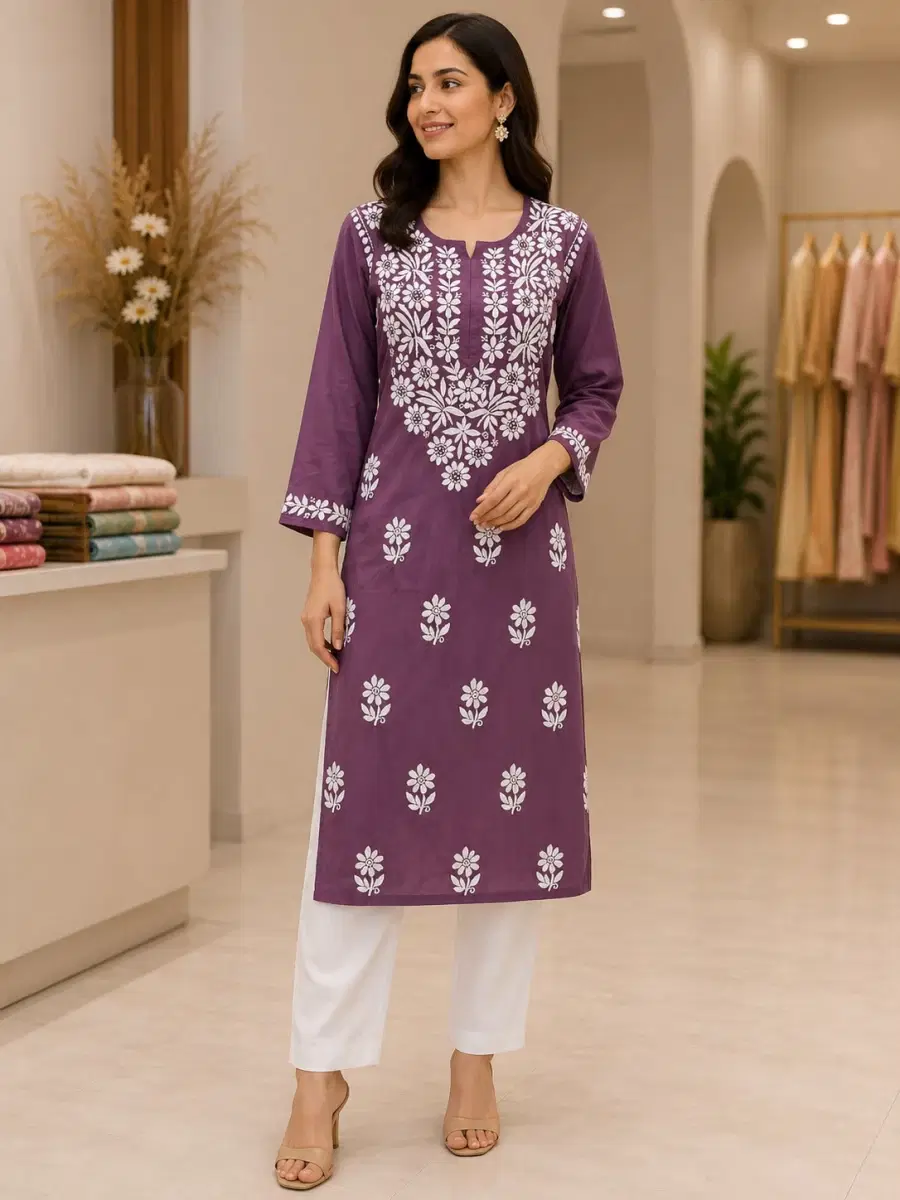 RAANO PURE COTTON EMB. LAKHNAVI KURTI - Image 1