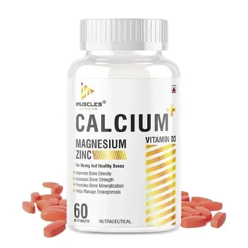 Calcium Magnesium & Zinc Tablets with Vitamin D3, Calcium Supplement for Women and Men, for Bone & Immune Support, Muscle Function (60 Servings Tablets) - Image 1
