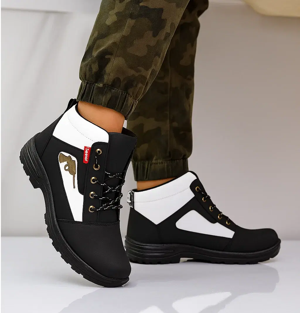 WUGO::Latest Stylish Men’s Black Gun Boots | Premium Faux Leather Ankle Boots | Comfortable Slip-On Footwear for Men's & Boys - Image 1