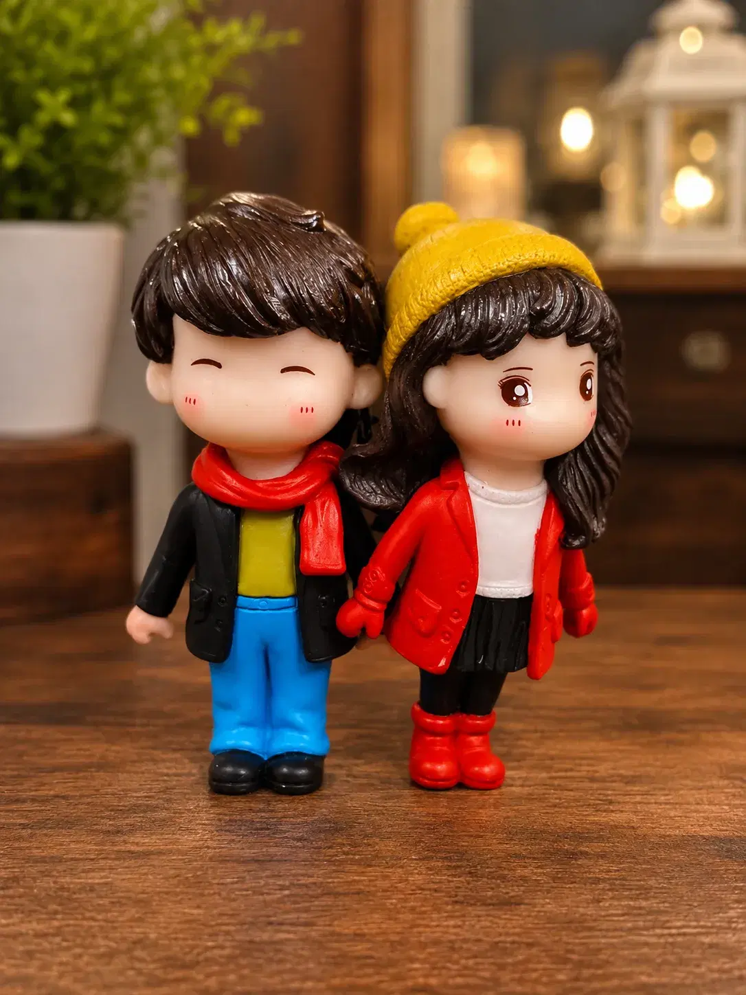 Winter Couple Holding Hands Red Scarf - Image 1