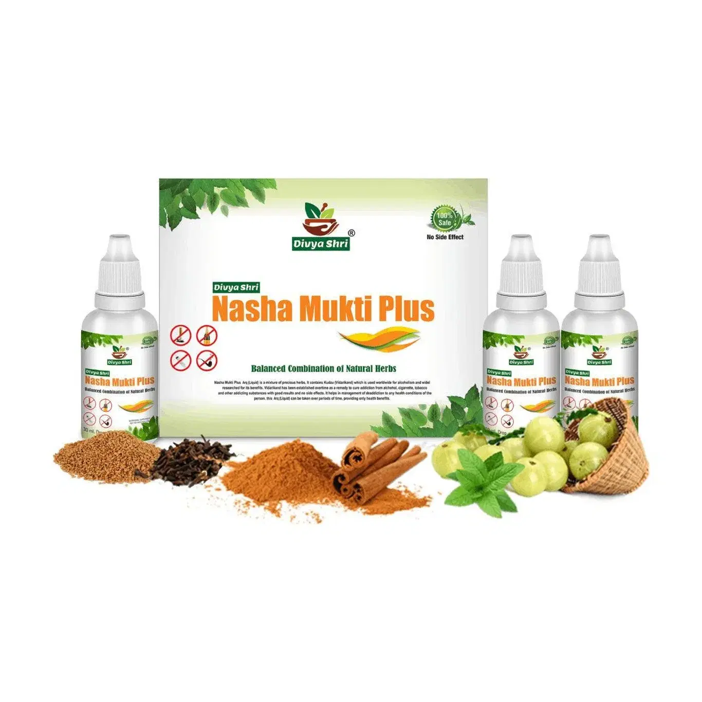 Divya Shri Nasha Mukti Plus, No-Side Effects Addiction Killer Ayurvedic Medicine Alcohol (Pack of 3, 90 ml) - Image 1