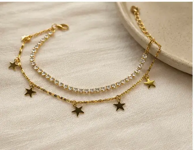 Elegant Gold Star Charm Layered Anklet for Women - Image 1