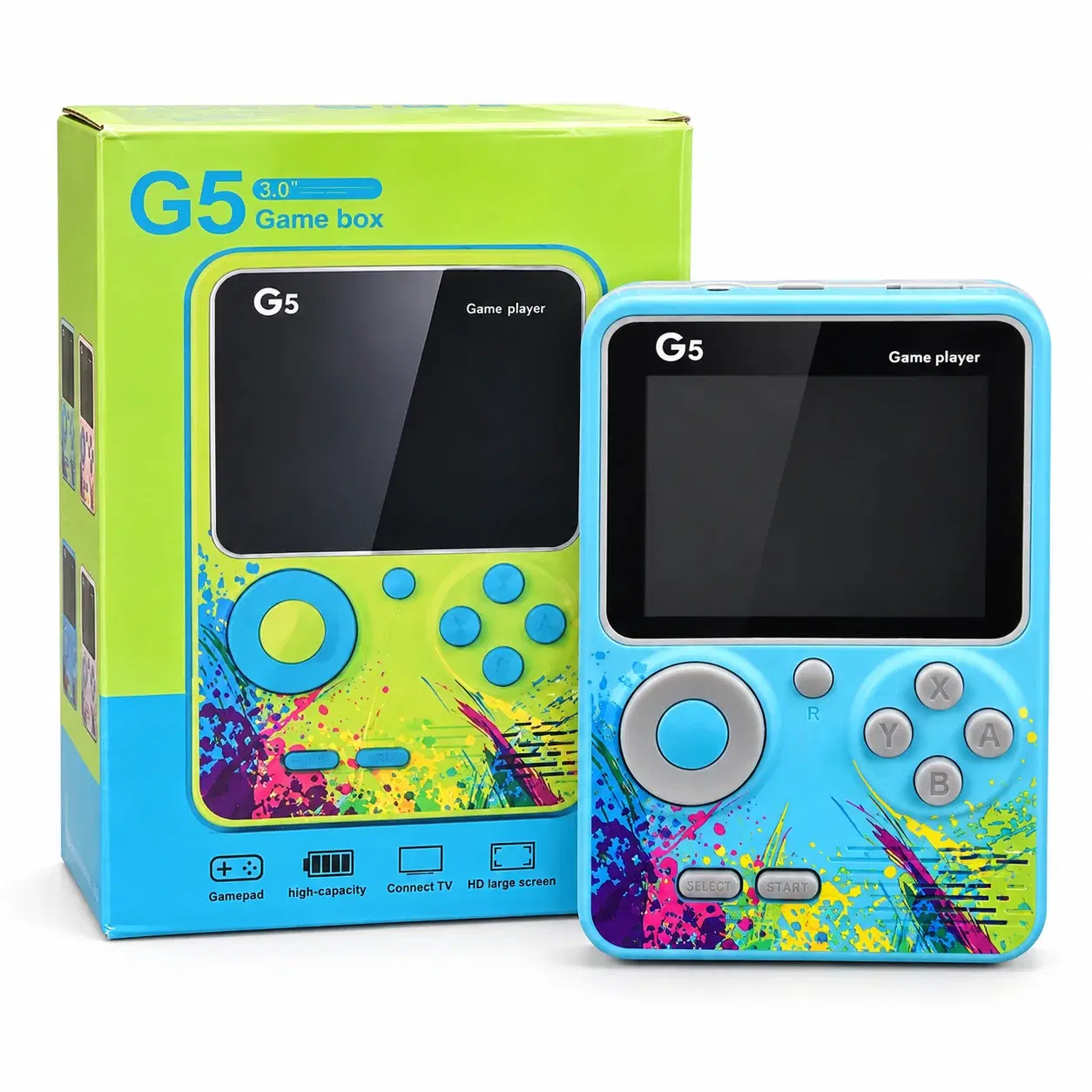 Smile Toys G5 Handheld Game Console, Portable Retro Gaming Device with Built-In Classic Games, TV Connectivity and Rechargeable Battery - Image 1