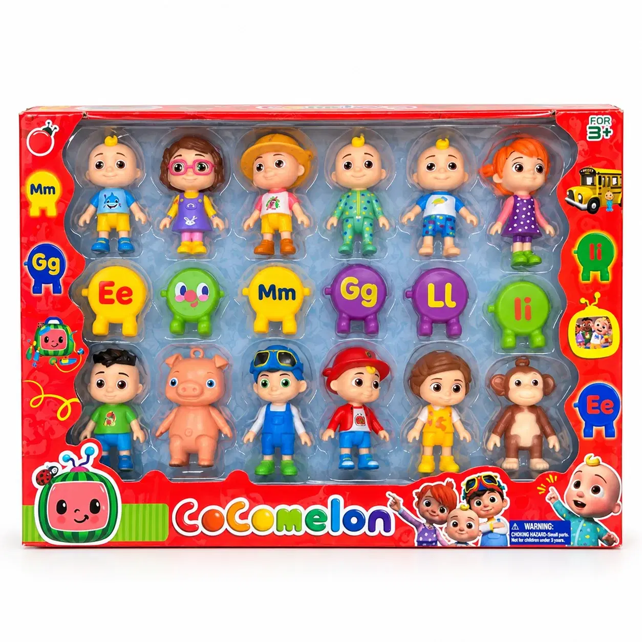 CoComelon Family & Friends Action Figures Set with Mini Cartoon Character Figurines, Colourful Alphabet Toys for Kids, Pretend Play Gift for Children Ages 3+ - Image 1